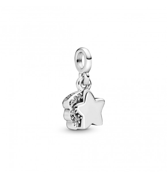 Shooting star sterling silver dangle charm with clear cubic zirconia 798378CZ