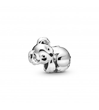 PANDORA CHARM Koala sterling silver charm with clear cubic zirconia and black enamel