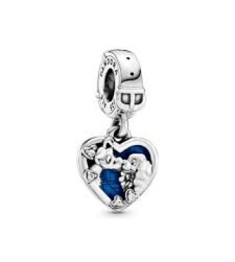 Disney Lady and the Tramp sterling silver dangle with clear cubic zirconia and shimmering blue enamel 798634C01