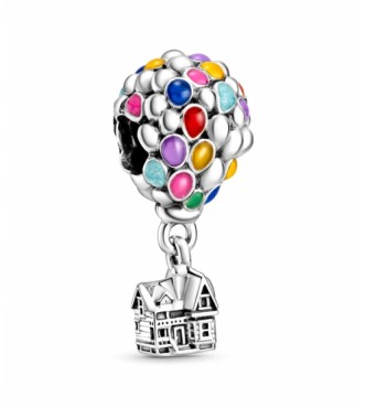 Pandora Disney Up balloon sterling silver charm with blue, green, orange, pink and light blue enamel 798962C01