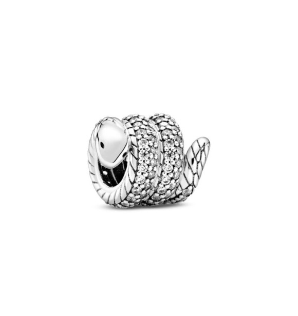 Pandora Charm 799099C01 Snake sterling silver charm with clear cubic zirconia