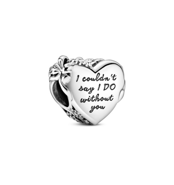 PANDORA Charm en plata de ley Corazón Pandora Flower and bow heart sterling