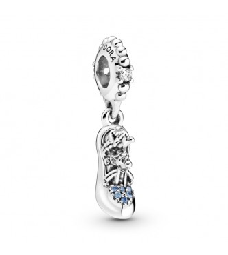 PANDORA Disney Cinderella shoe and mice sterling silver dangle clear cubic zirconia and fancy light blue cubic zirconia 799192C01