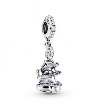 PANDORA Disney Cinderella sterling silver dangle with fancy light blue and clear cubic zirconia, skylight blue and forever blue crystal 799201C01