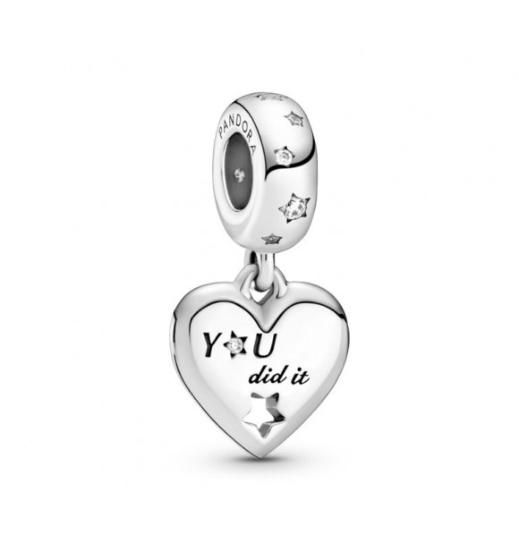 799323C01-Charm colgante en plata de ley Felicitaciones Corazón y Estrella