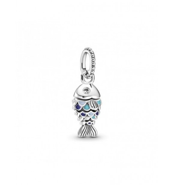 799428C01-Charm Colgante en plata de ley Pez Escamas Azules