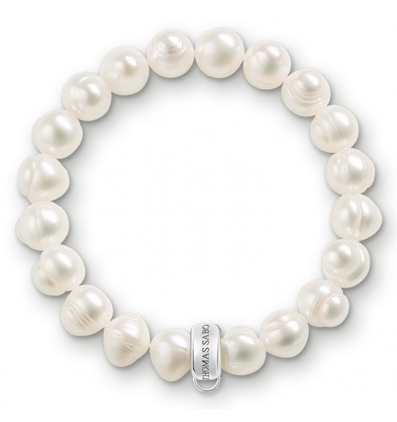 Thomas Sabo bracelet,
 appr. 15,5 cm 925 Sterling silver/ freshwater pearl white