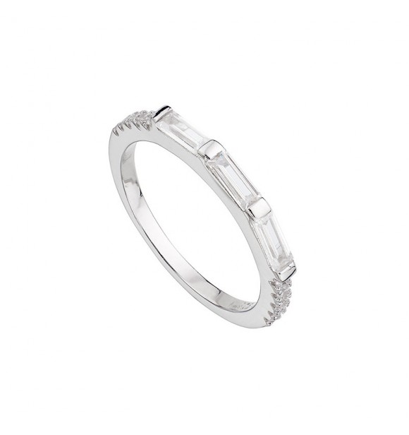 ANILLO PLATA CZ BRILLANTE BAGUETTE