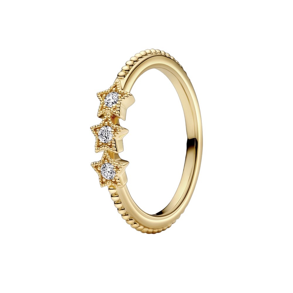 PANDORA 162333C01 48 Anillo de estrellas chapado en oro de 14k con