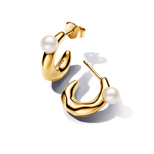 263261C01 14k Gold-plated hoop earrings with white treated freshwater ...