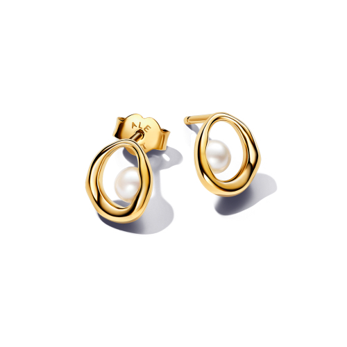 263295C01 14k Gold-plated stud earrings with white treated freshwater ...