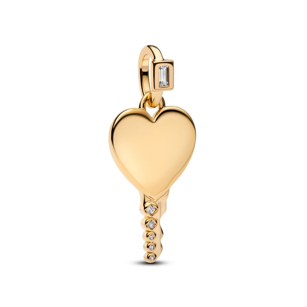 PANDORA 364353C01 Engravable heart key 14k gold-plated pendant with ...