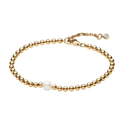 563173C01-16 Beaded 14k gold-plated bracelet with white treated ...