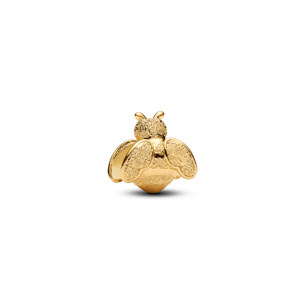 764524C00 Textured bee 14k gold-plated mini charm
