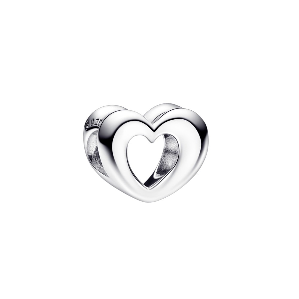 Open heart sterling silver charm