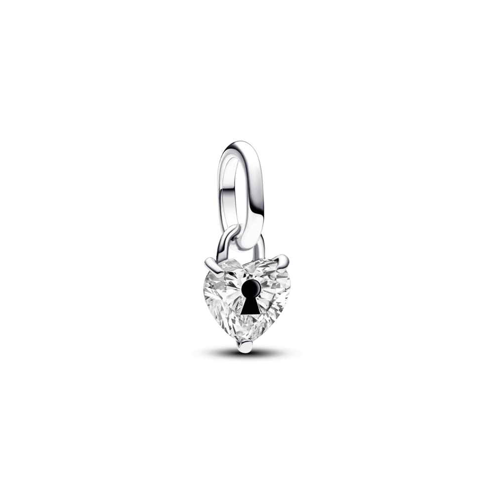 793086C01 Keyhole heart sterling silver mini dangle with clear cubic ...