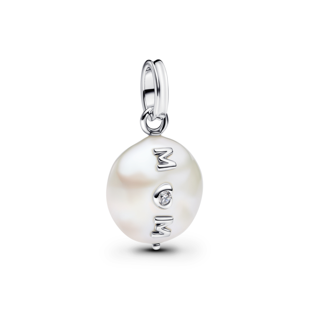 793783C01 Mum sterling silver dangle with white treated freshwater ...