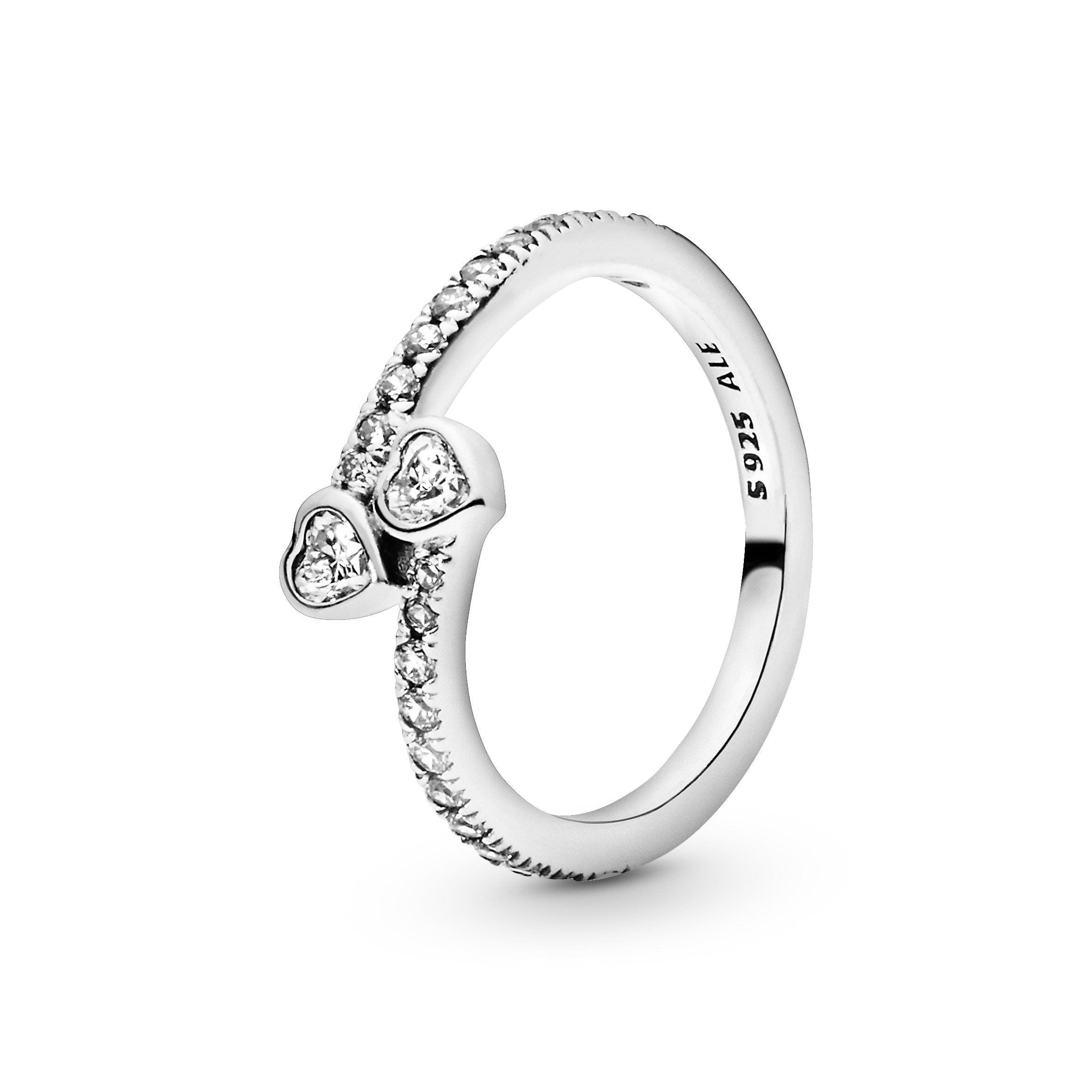 PANDORA 191023CZ Anillo corazones en plata de ley con circonita cúbica