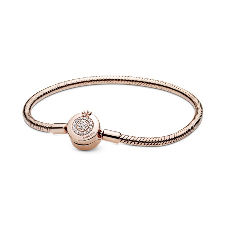 589046C01-16 Snake chain 14k rose gold-plated bracelet and crown O ...