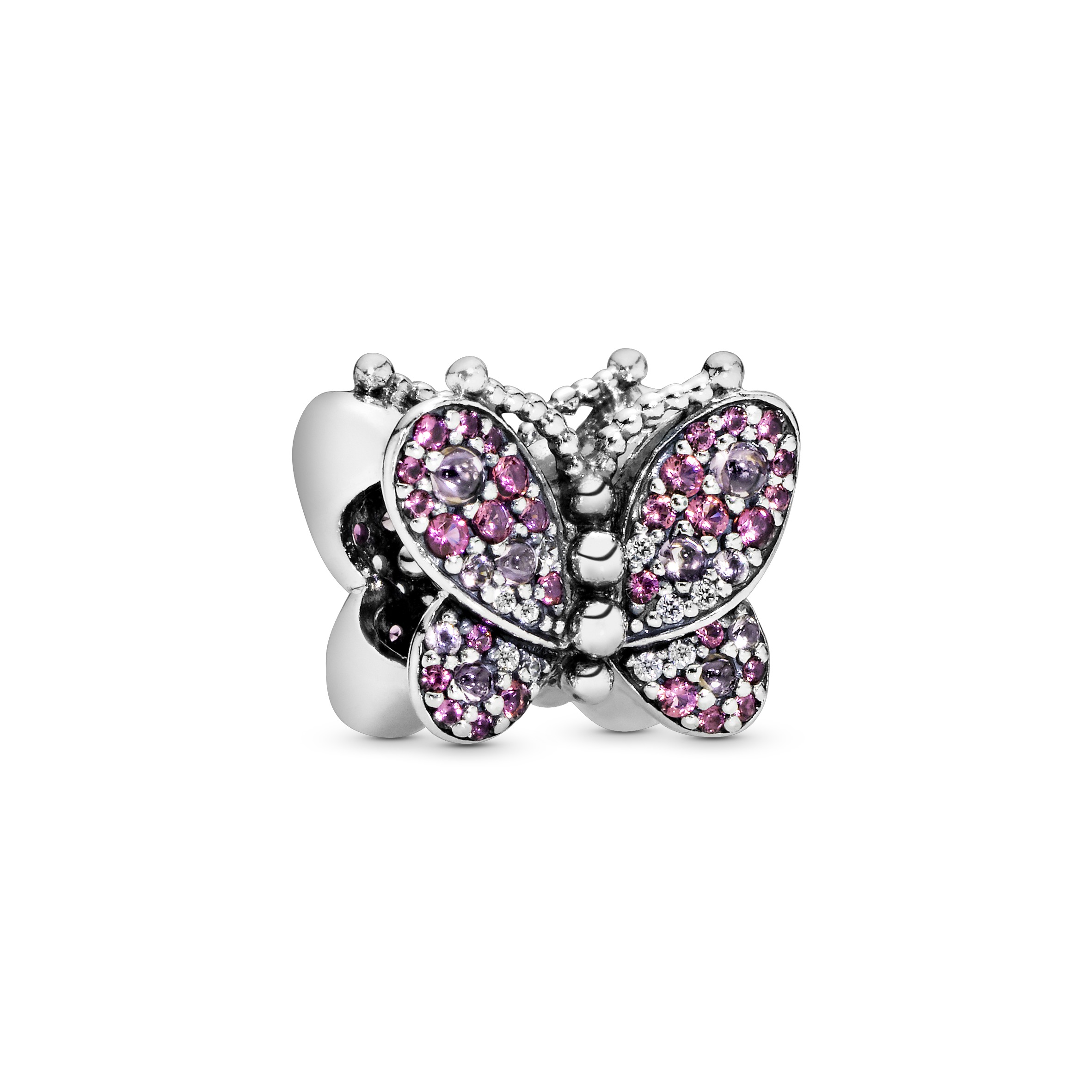 comerciante diferente a Flotar PANDORA Butterfly silver charm with cerise, pink mist crystal and clear  cubic zirconia